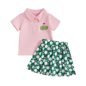 Girls Summer Outfits Short Sleeve T-Shirt and Skirt Set