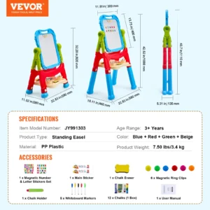 Children Magnetic Drawing Board with Chalkboard Art Easel