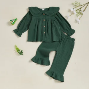 Toddler  Baby Girls Fall Linen 2Pcs Clothing Set
