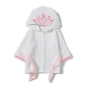 Girl Bathrobe Wash Waddle Princess Crown Hooded Bath Robe